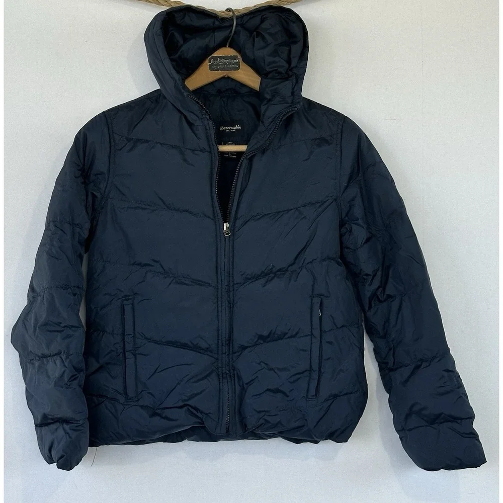 Abercrombie Kid's Hooded Down pufferJacket Warm Blue Large (see measurements)